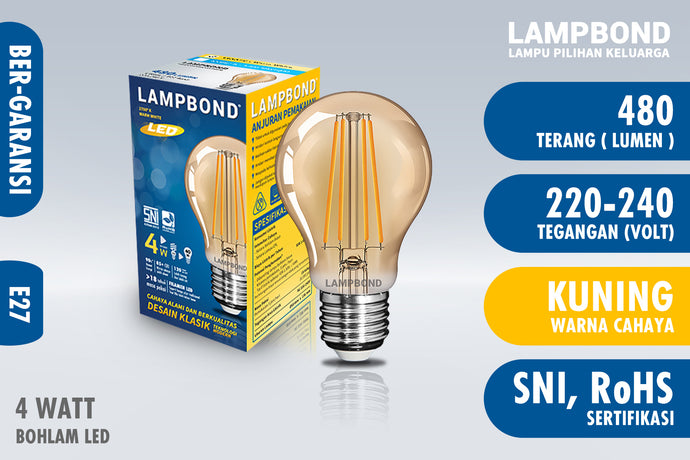 Lampbond® - Bohlam LED Filamen WA60 4 Watt - Warm White