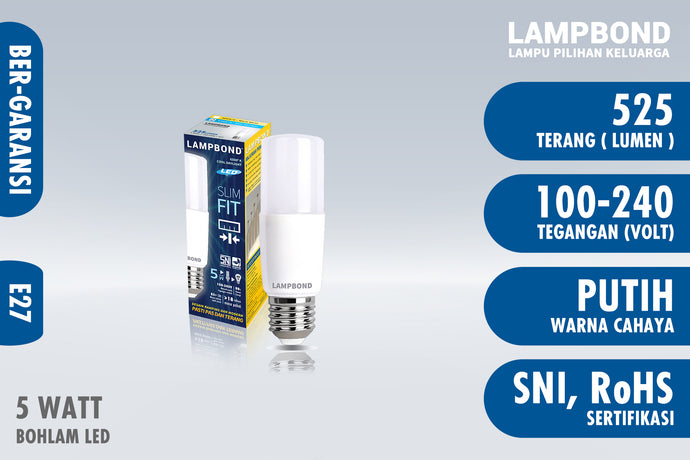 Lampbond® - Bohlam LED Slimfit 5 Watt - Cool Daylight