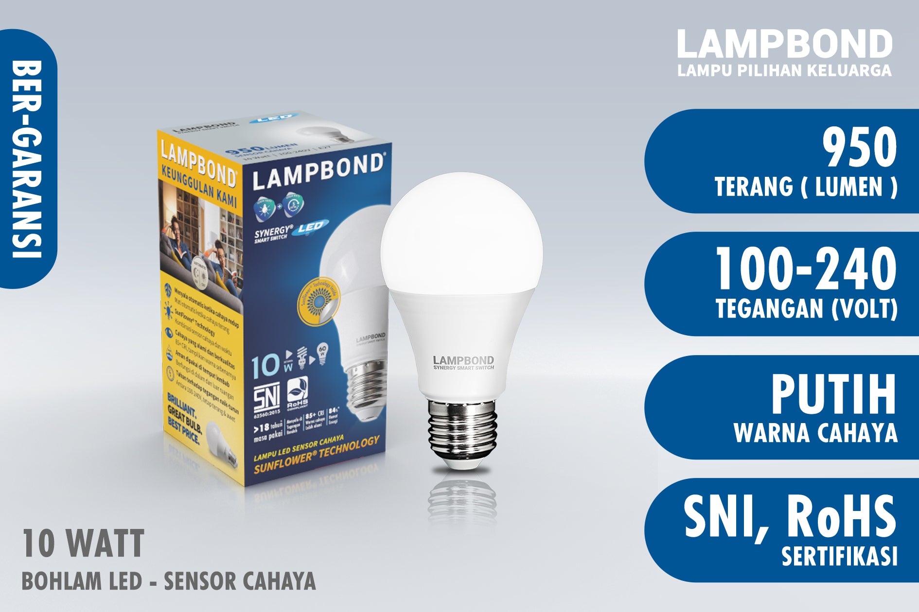 Lampbond® - Lampu LED Bohlam Synergy Smart Switch 10 Watt - Cool Daylight 2R