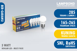 Lampbond® - Bohlam LED 3 Watt Multi-Pack (4pcs) - Warm White