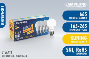 Lampbond® - Bohlam LED 7 Watt Multi-Pack (4pcs) - Warm White