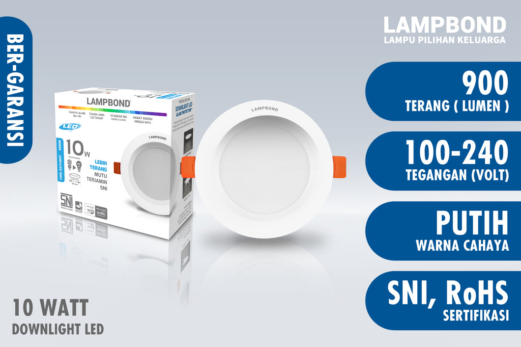 Lampbond® - Lampu LED Downlight 10 Watt Anti Glare - Cool Daylight