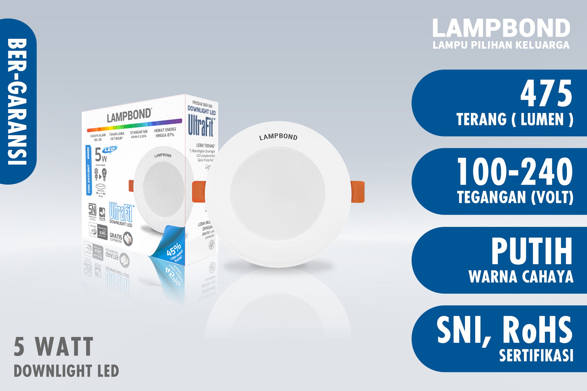 Lampbond® - Downlight LED Ultrafit 5 Watt  - Cool Daylight