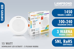 Lampbond® - Downlight LED Synergy Smart Switch 15 Watt - 3 Pilihan Warna FM
