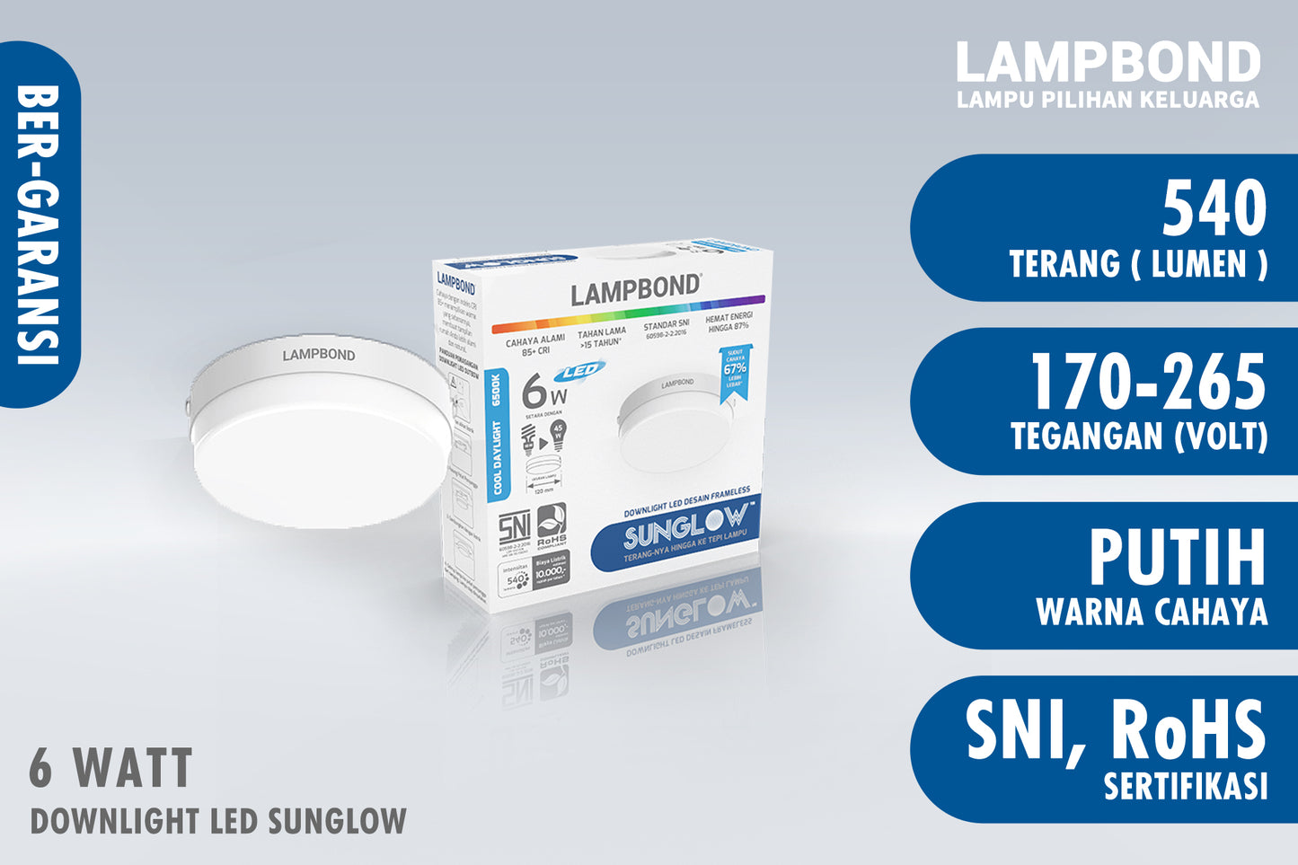 Lampbond® - Downlight LED SunGlow 6 Watt  - Cool Daylight