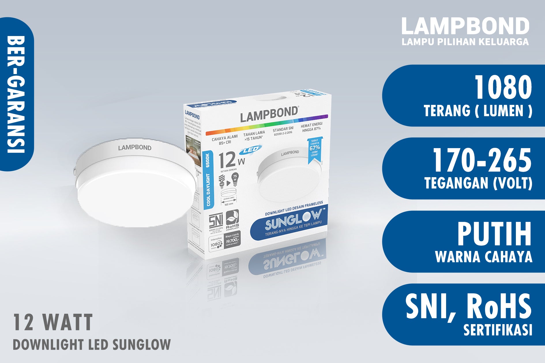 Lampbond® - Downlight LED SunGlow  12 Watt - Cool Daylight