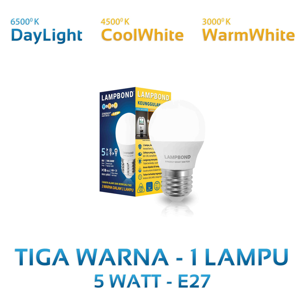 Lampbond® - Bohlam LED Synergy Smart Swicth 5 Watt - 3 Pilihan Warna